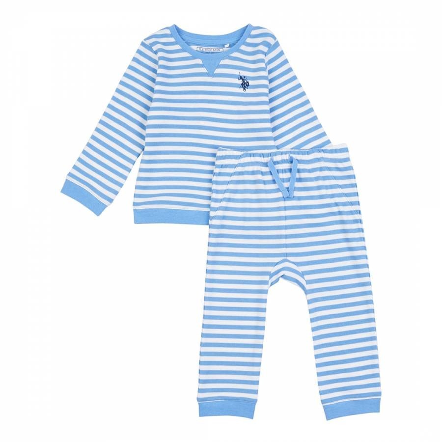 Baby Boy's Blue Bretton Striped Cotton Set