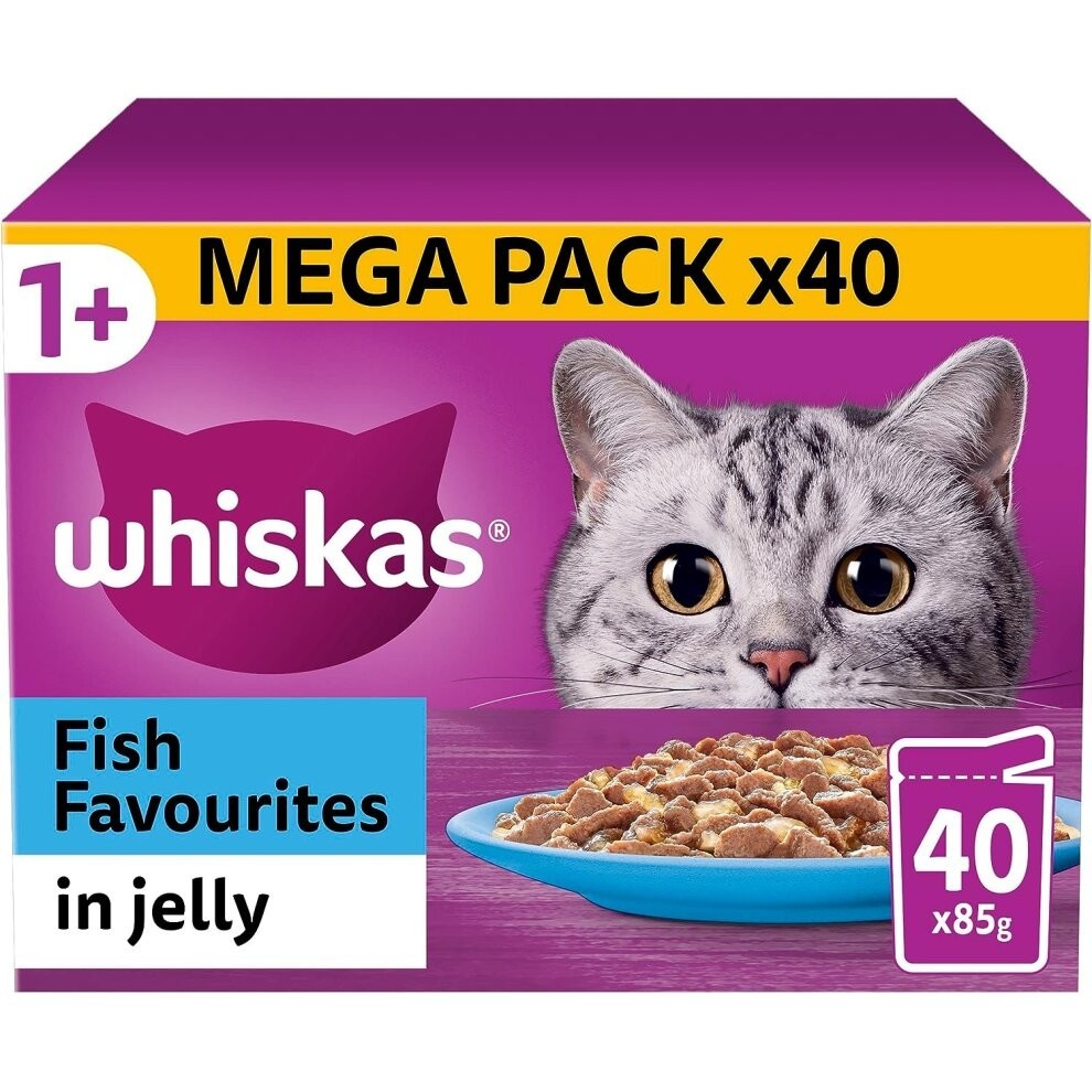 Whiskas 1+ Fish Selection in Jelly 40 x 85 g Pouches, Adult Cat Food