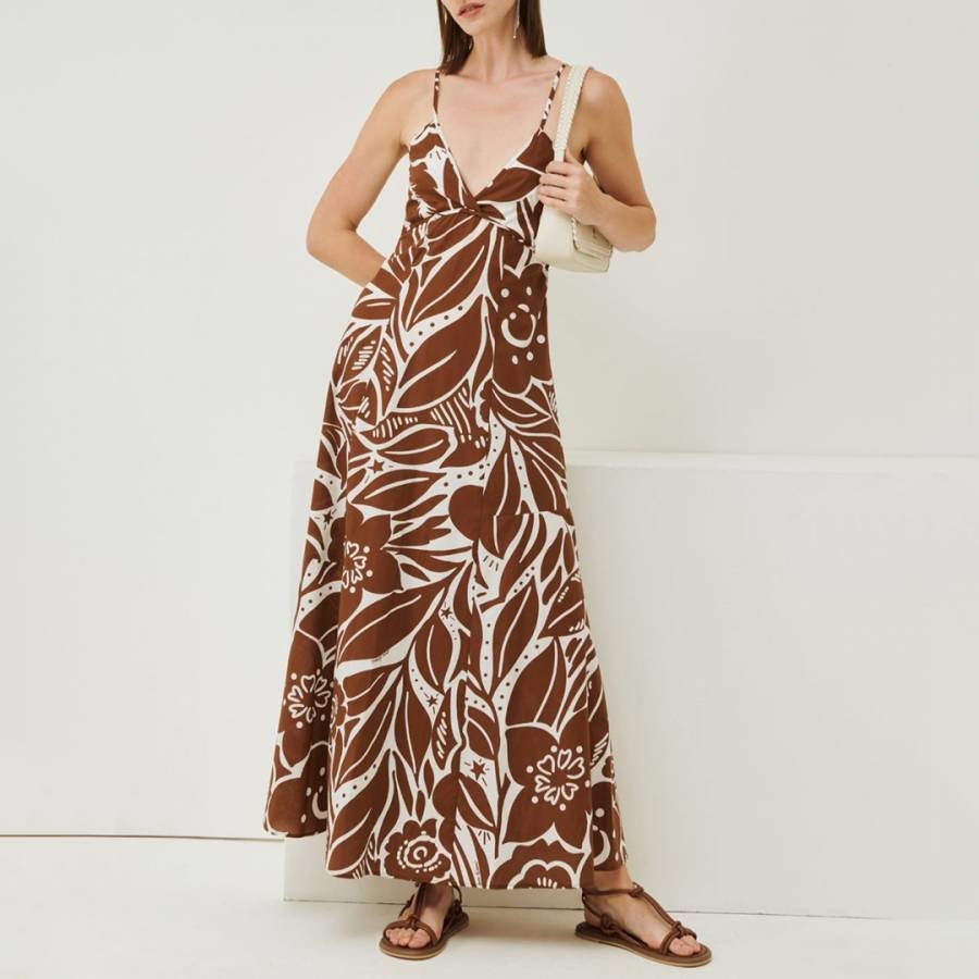 Brown Album Printed cotton Midi Dress