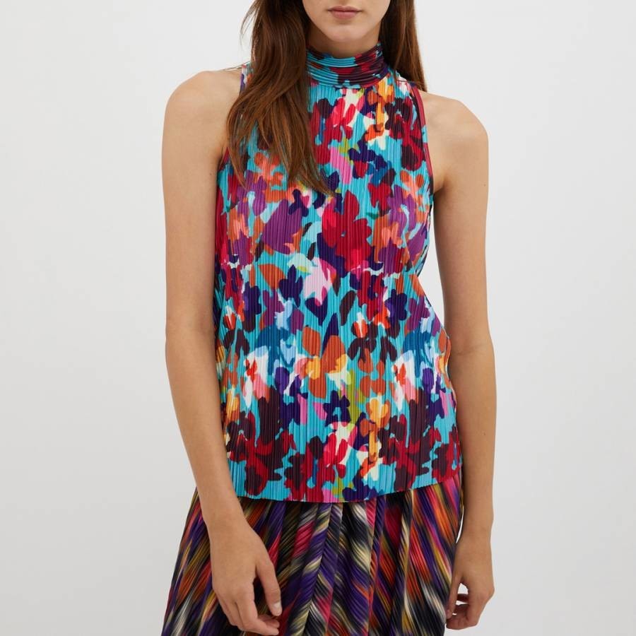 Blue/Multi Frittata Floral Pleated Top