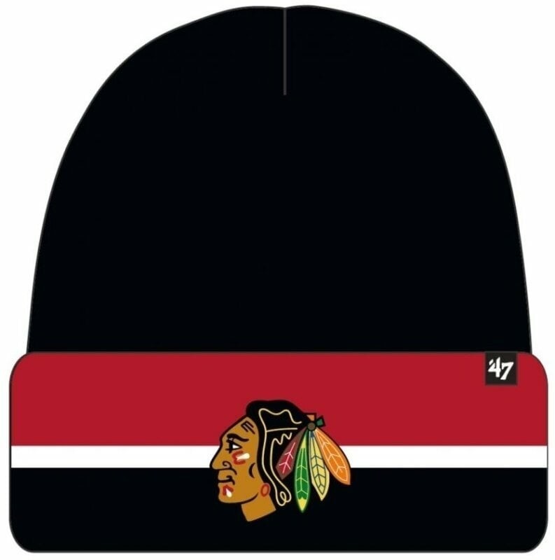 Chicago Blackhawks Split Cuff Knit Black Hockey Beanie