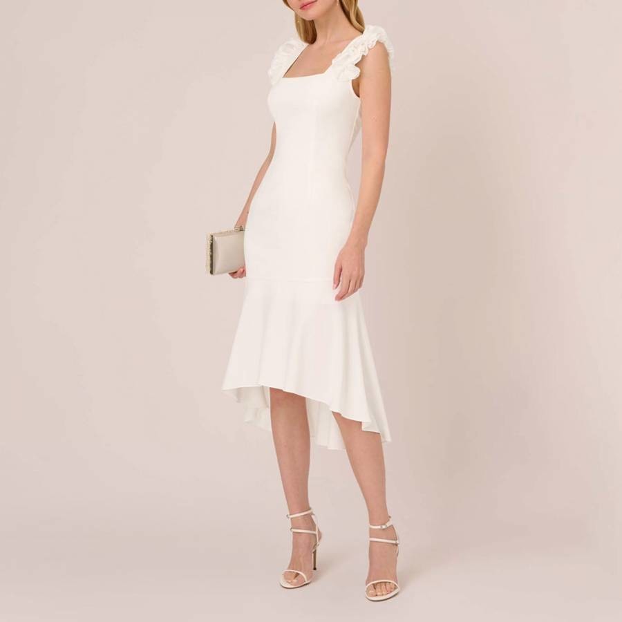 Ivory Satin Crepe High-Low Dress