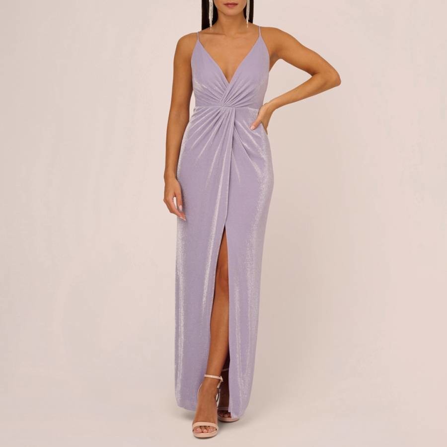 Lilac V-Neck Lurex Knit Dress