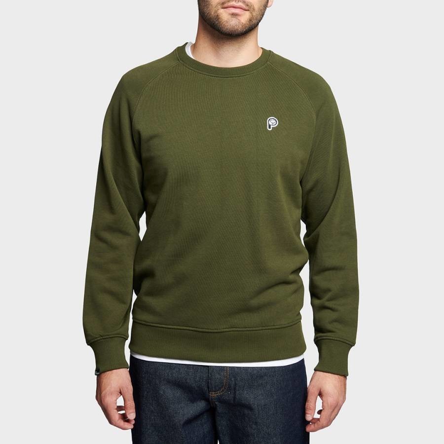 Green Cotton P Bear Chest Badge Sweatshirt