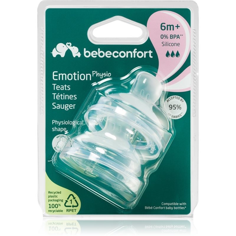 Bebeconfort Emotion Physio Fast Flow baby bottle teat 6 m+ 2 pc