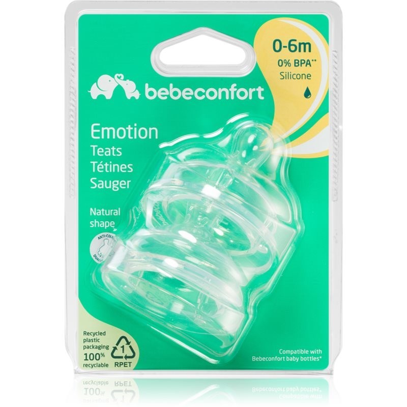 Bebeconfort Emotion Slow Flow baby bottle teat 0-6 m 2 pc