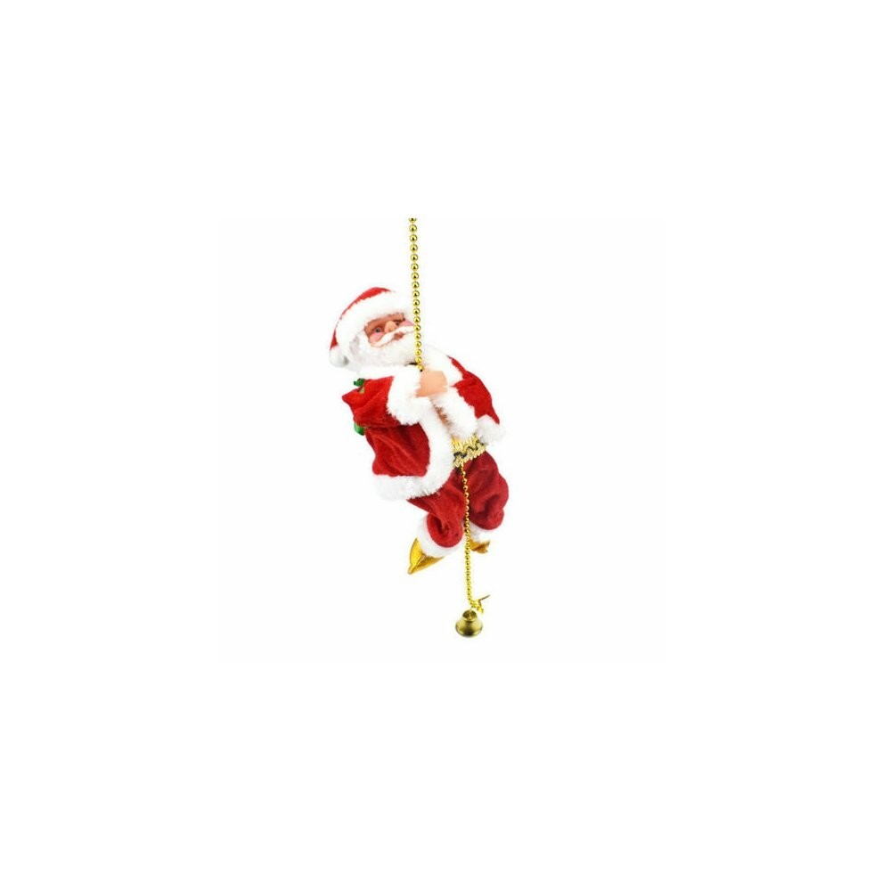Christmas Electric Musical Toy Santa Claus Climbing On Rope For Xmas Decor