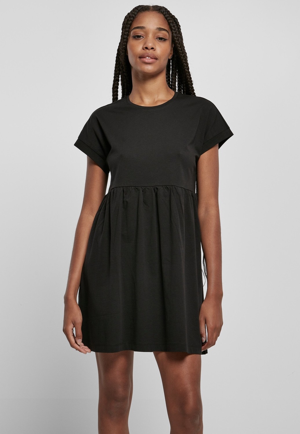 Urban Classics - Ladies Organic Empire Valance Tee Black - Dresses