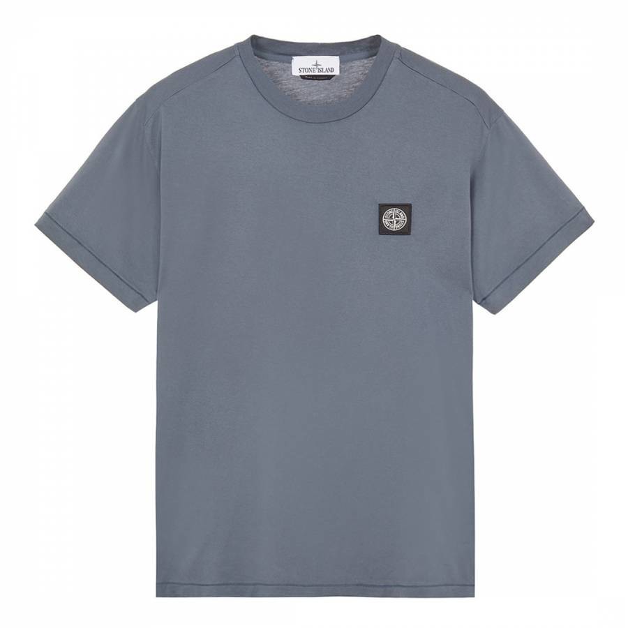 Dark Grey Square Logo Cotton T-Shirt