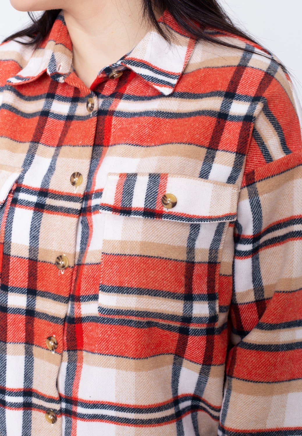 Noisy May - Flanny Long Shacket Hazelnut - Shirts