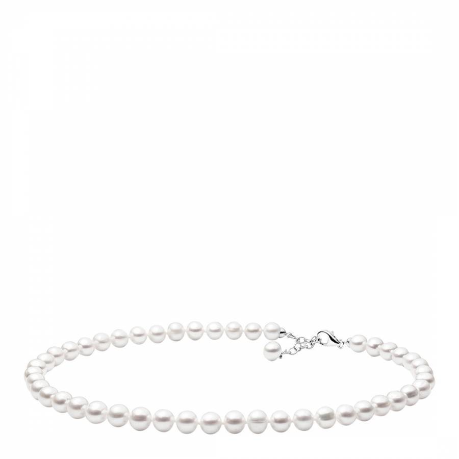 White White/Silver Freshwater Pearl Necklace