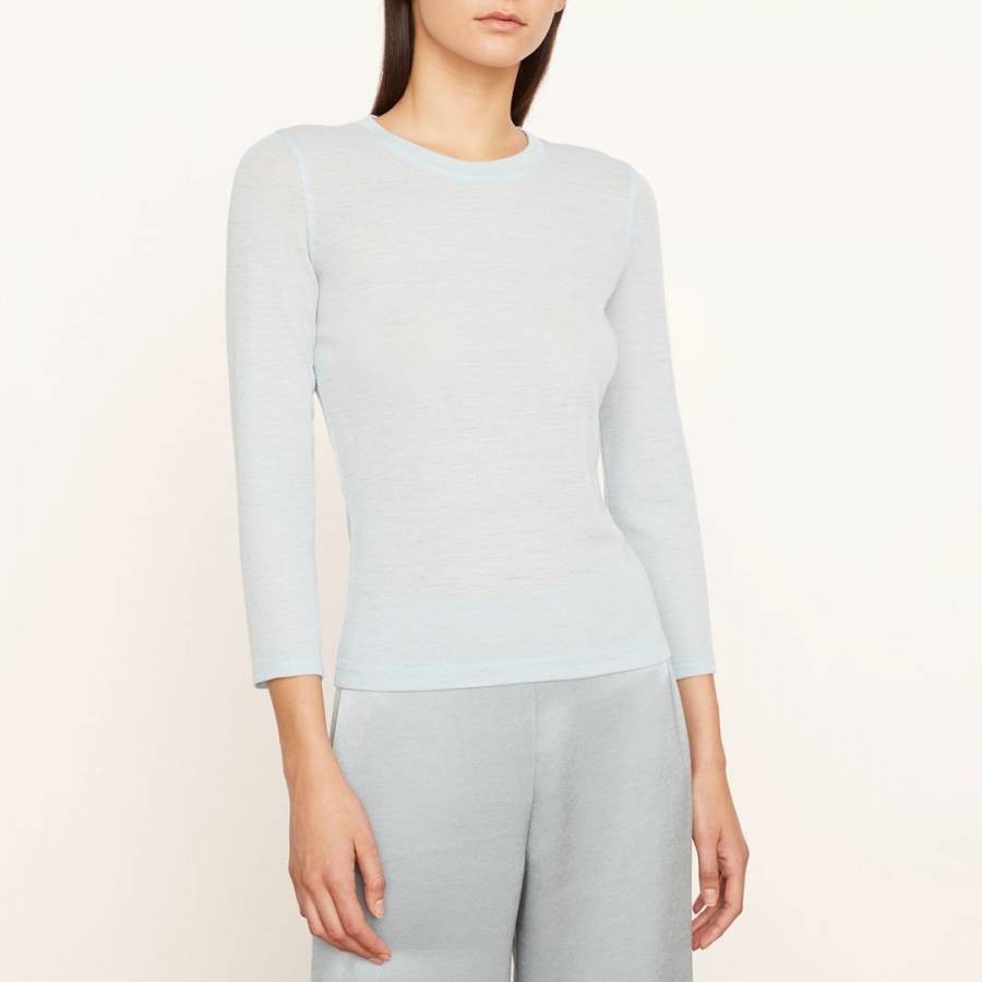 Blue 3/4 Sleeve Wool Top