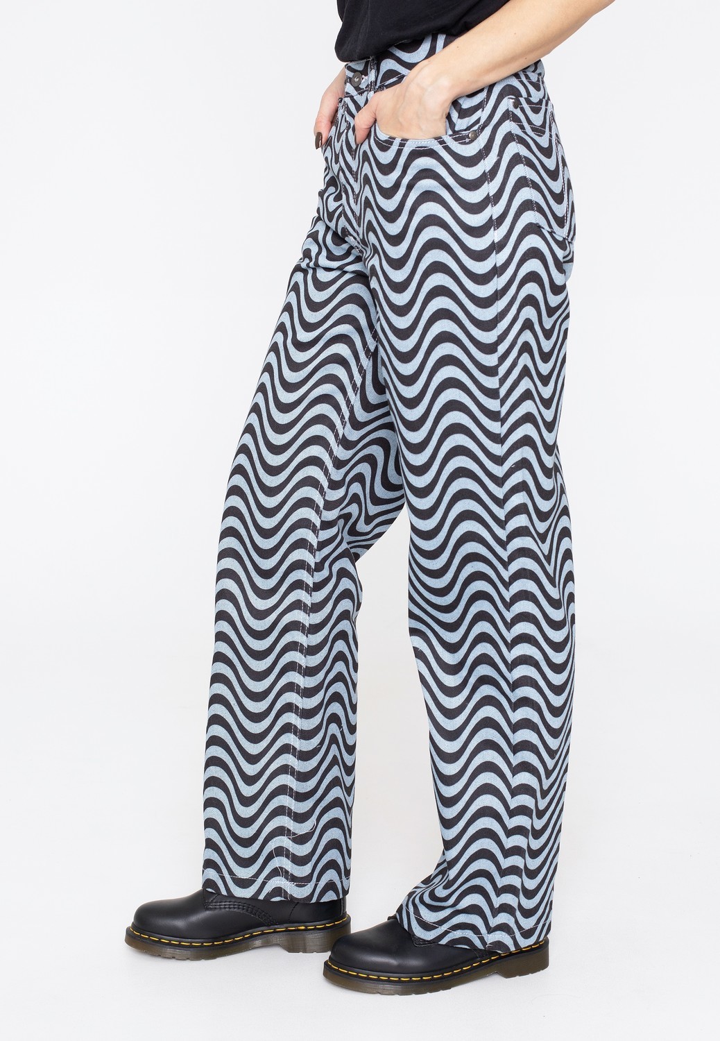 The Ragged Priest - Wave Print Dad Light Blue/Black - Jeans