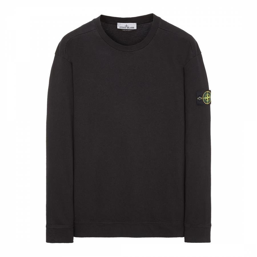 Black Brushed Cotton Fleece Sweatshirt