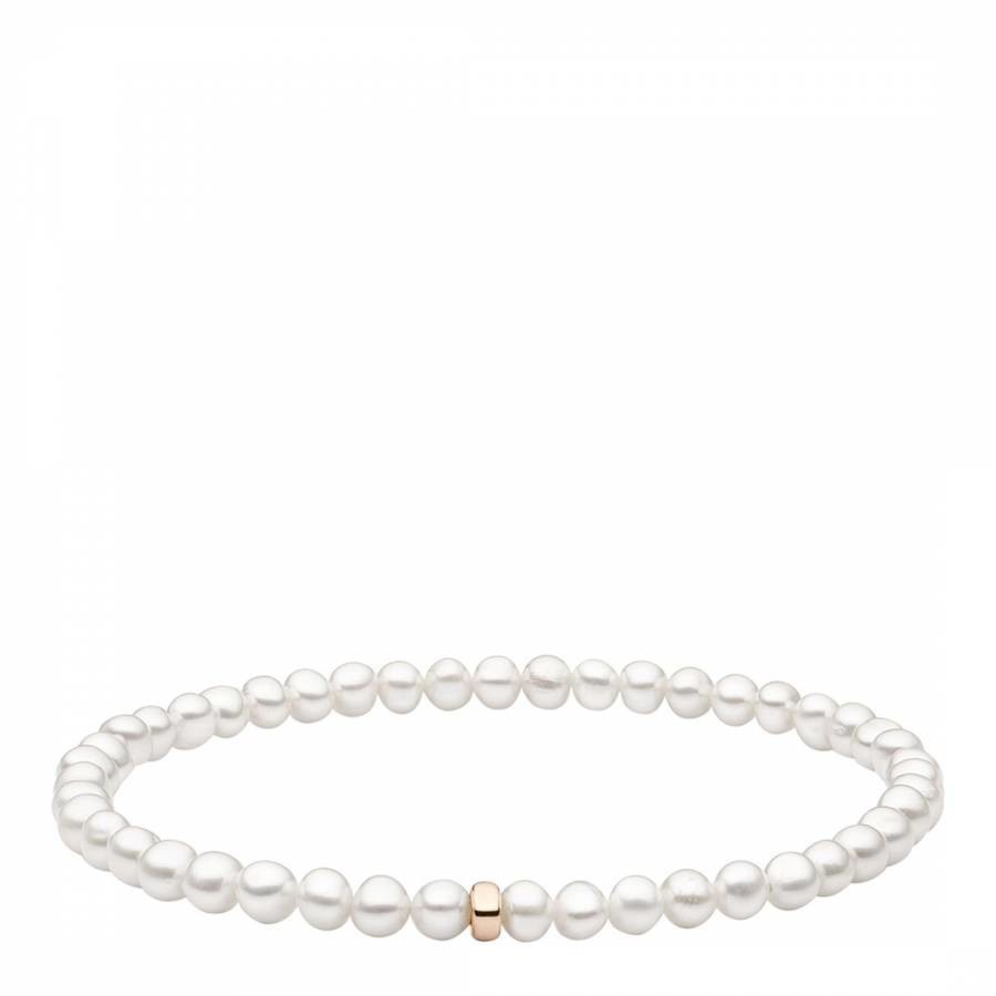 White Rose Gold Plated Freshwater Pearl Bracelet