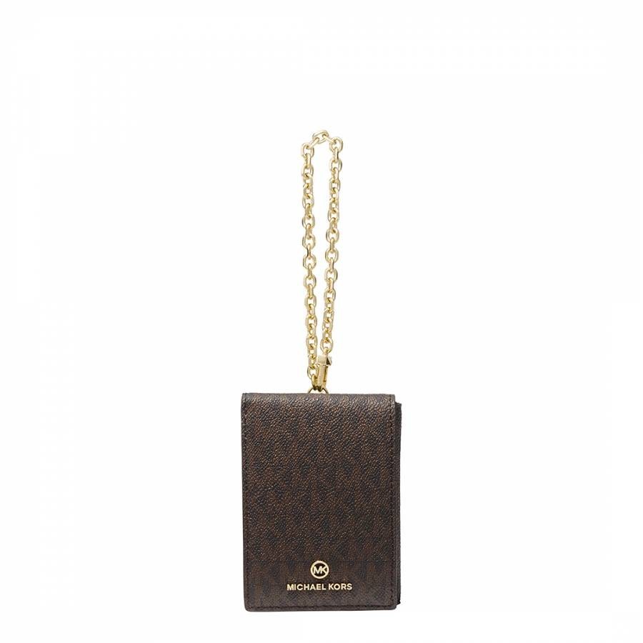 Brown Acorn Jet Set Charm Extra Small Folded Chain Card Case