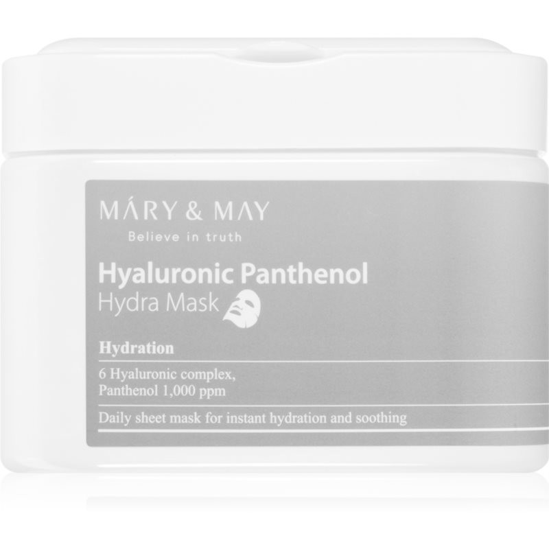 MARY & MAY Hyaluronic Panthenol Hydra Mask sheet mask set for intensive hydration 30 pc