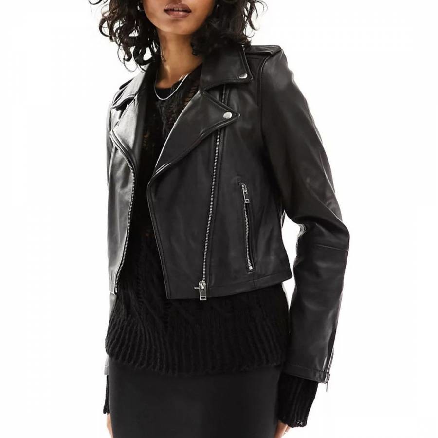Black Annie Leather Biker Jacket