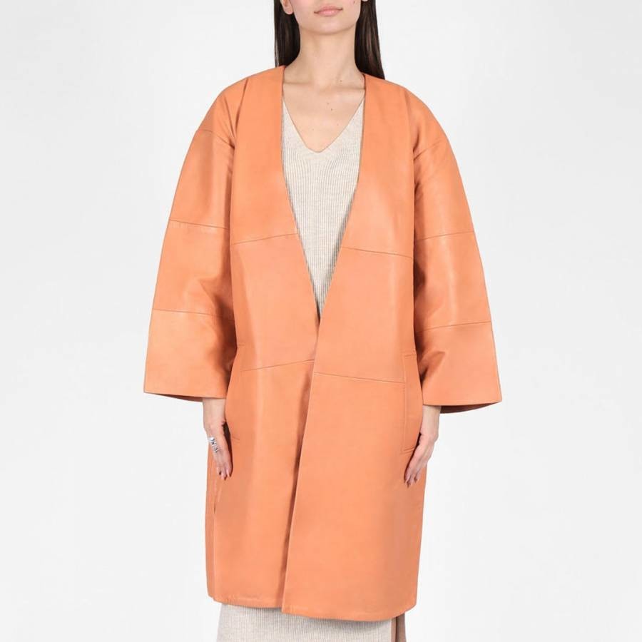 Peach Leather Duster Jacket