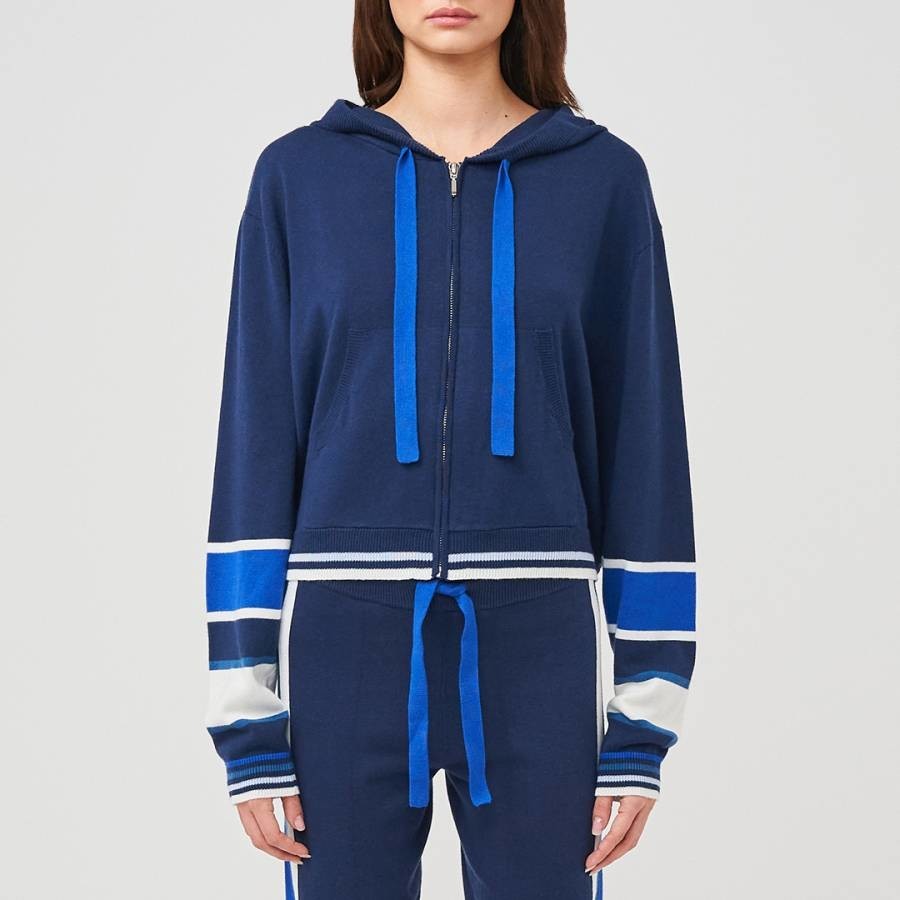 Navy Sporty Cotton Blend Hoodie