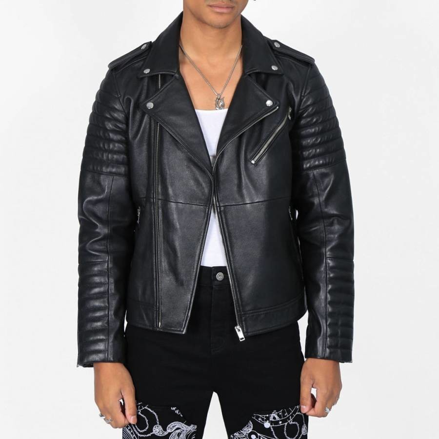 Black Jeremy Leather Biker Jacket