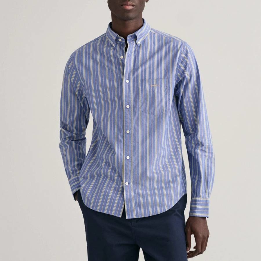Blue Stripe Cotton Poplin Shirt