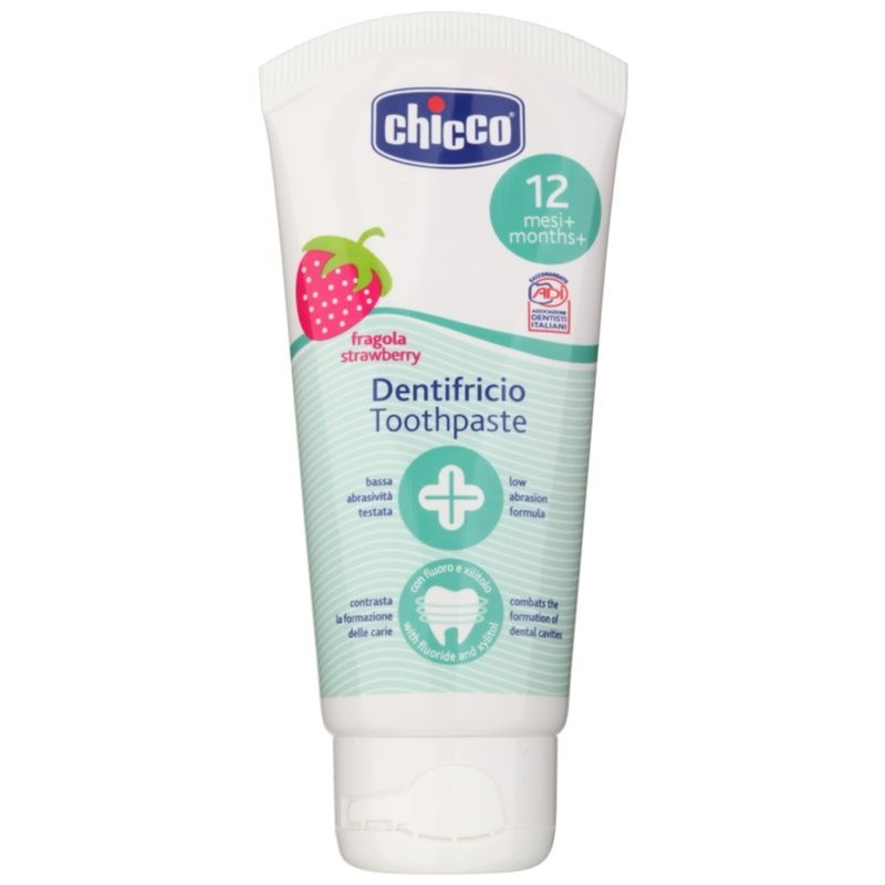 Chicco Oral Care Toothpaste toothpaste for children flavour Strawberry (Sanitising Action in the Oral Cavity, No Fluoride) 50 ml