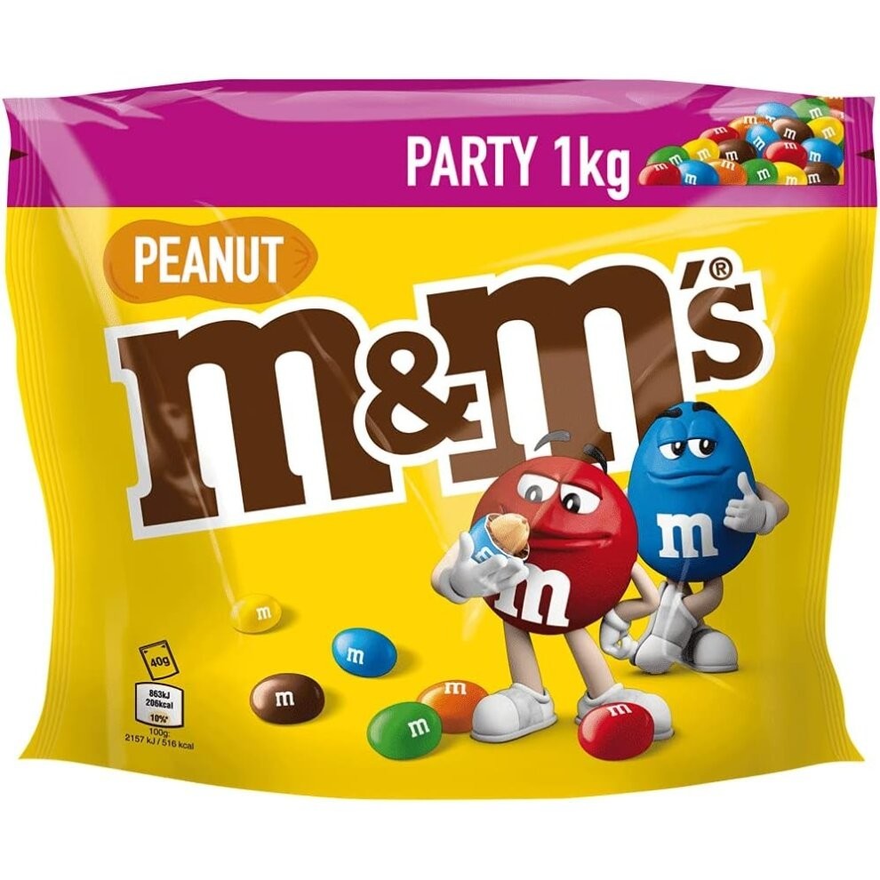 M&M'S Milk Chocolate & Peanuts Sharing, Party Gift Bulk Bag, Perfect for Movie Nights, 1kg