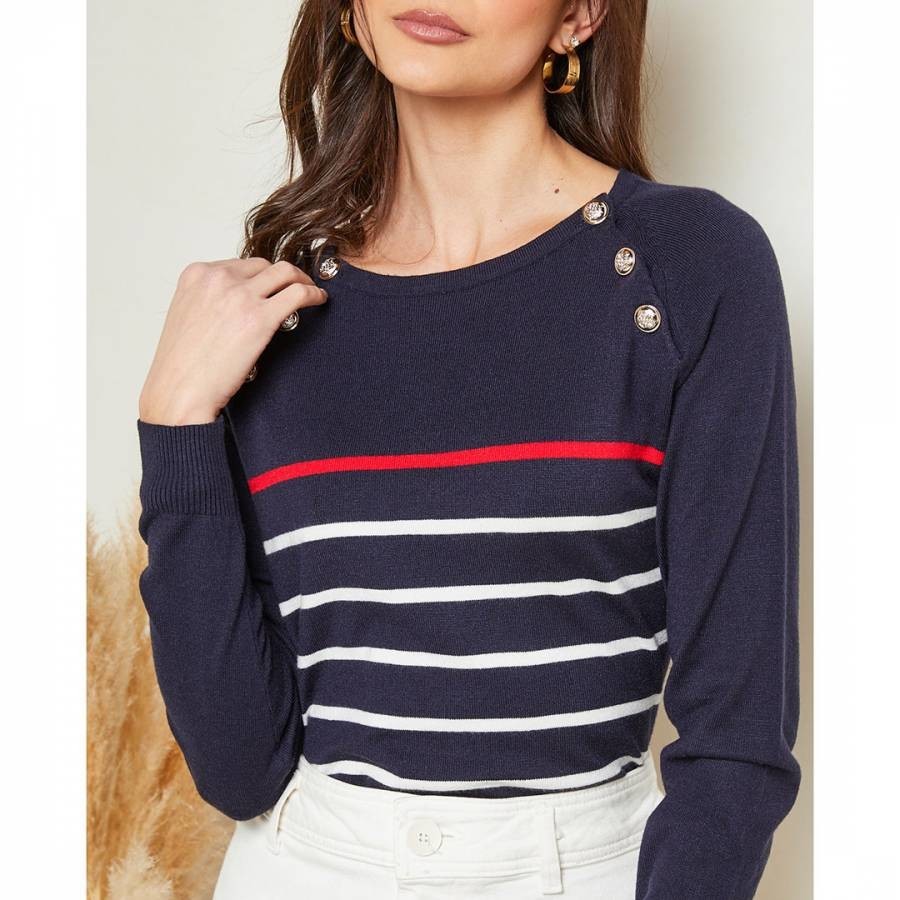 Navy Stripe Cashmere Blend Jumper