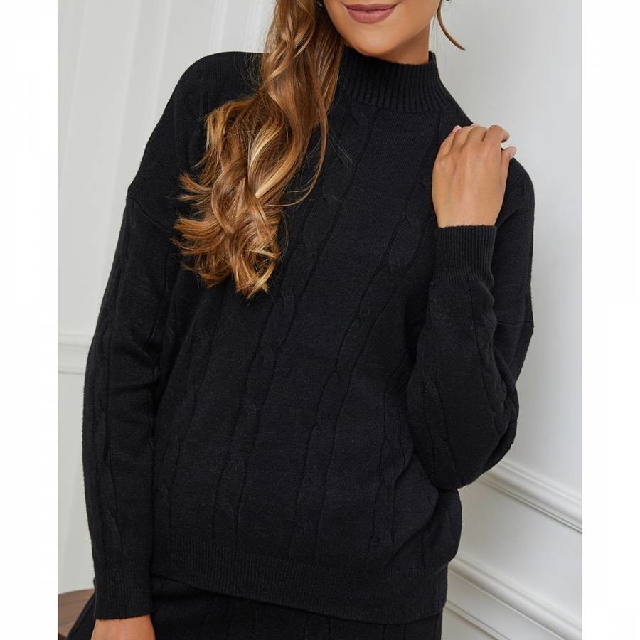 Black Cable Cashmere Blend Jumper