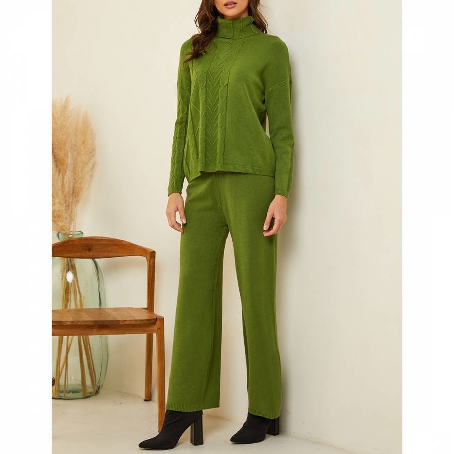 Green Cable Cashmere Blend Jumper