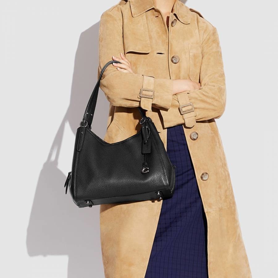 Black Soft Pebble Leather Lori Shoulder Bag