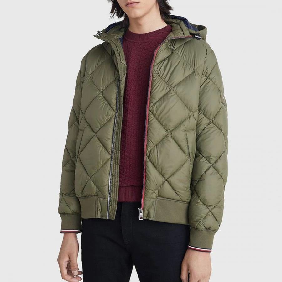 Khaki Diamond Quilted Coat