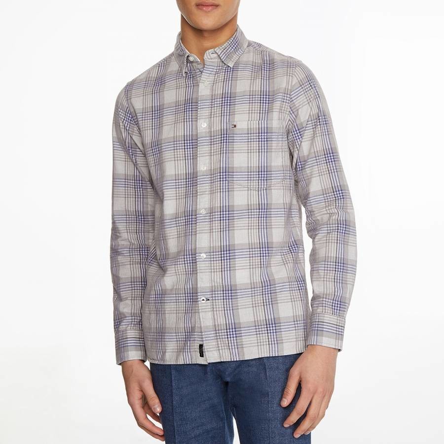 Grey Corduroy Check Cotton Shirt