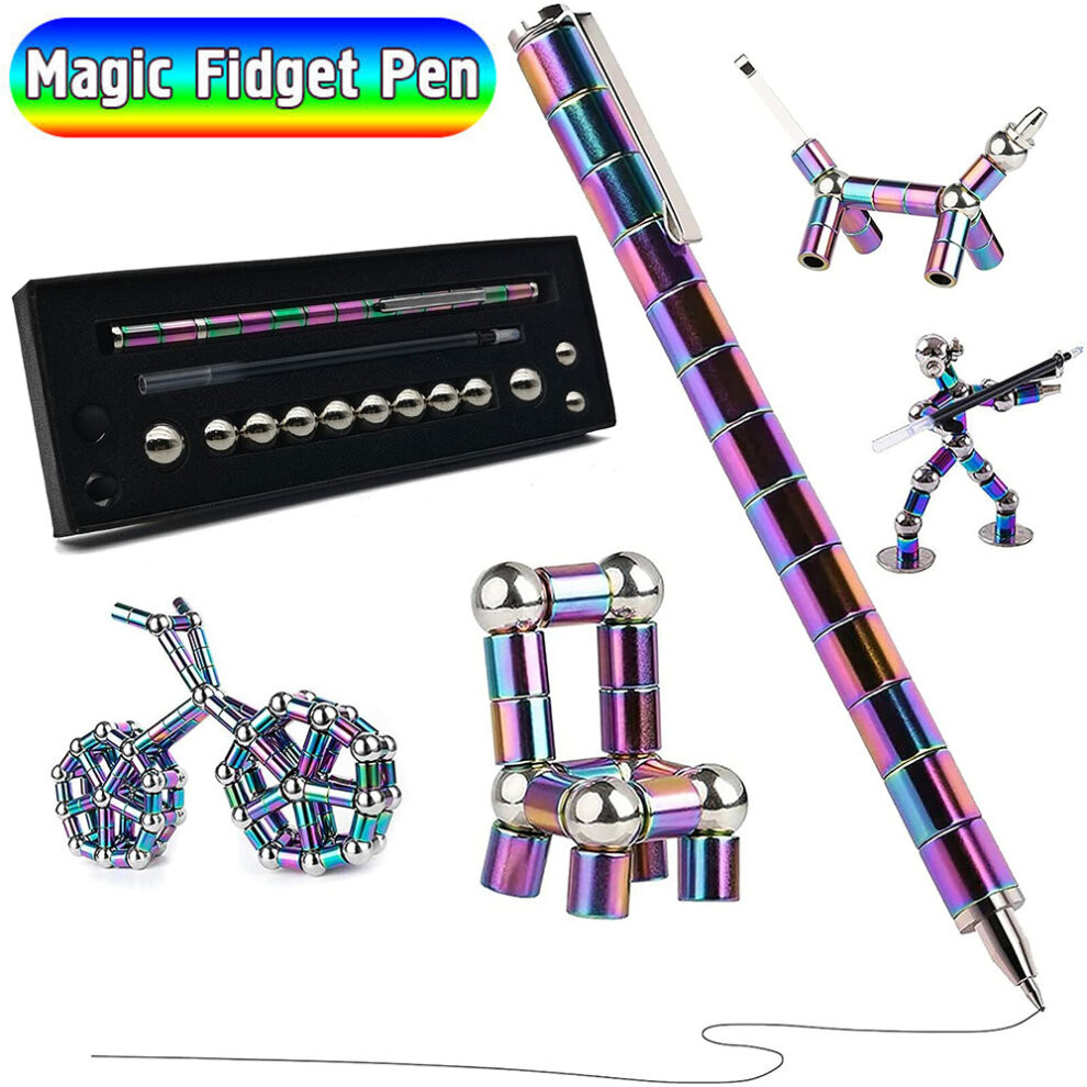 Fidget Magnetic Pen, Magnet Ballpoint Pen with Colorful Metal Balls
