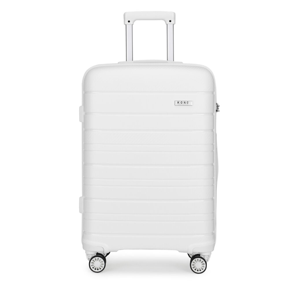 (white, 28-inch) Miss Lulu Multi Texture Hard Shell PP Suitcase Classic Collection