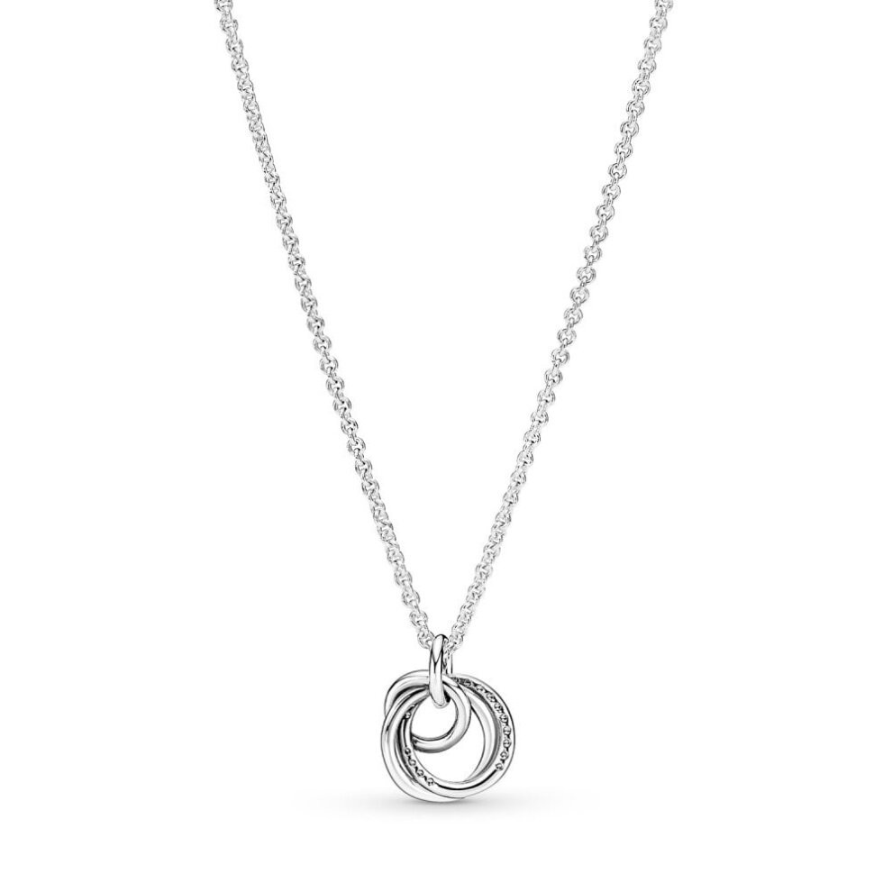 Pandora Silver Family Always Encircled Pendant Necklace 60cm Long