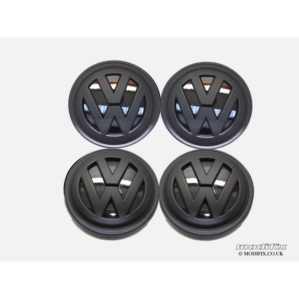 MODIFIX-CO-UK VW Matte Black Alloy Wheel Centre Hub Caps 4pcs VW Golf MK7 Passat Tiguan 66mm
