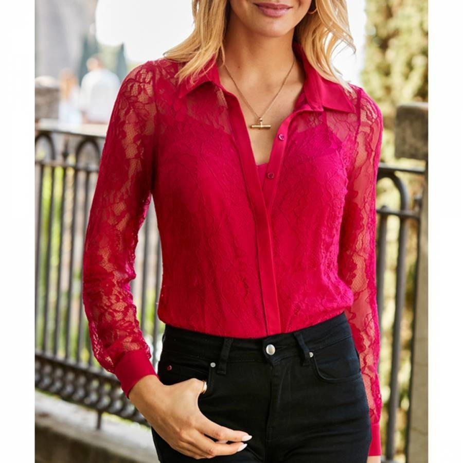 Hot Pink Luxe Lace Shirt