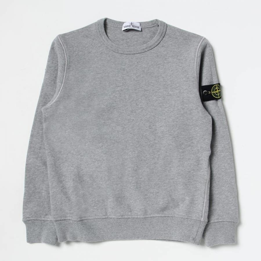 Pale Grey Garment Dyed Cotton Sweatshirt