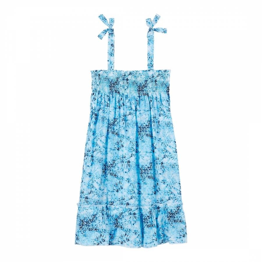 Blue Mini Gloss Cotton Dress