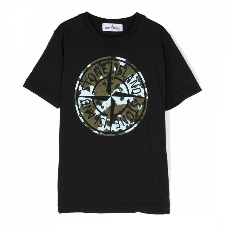 Black Underwater Camo One Print Cotton T-Shirt