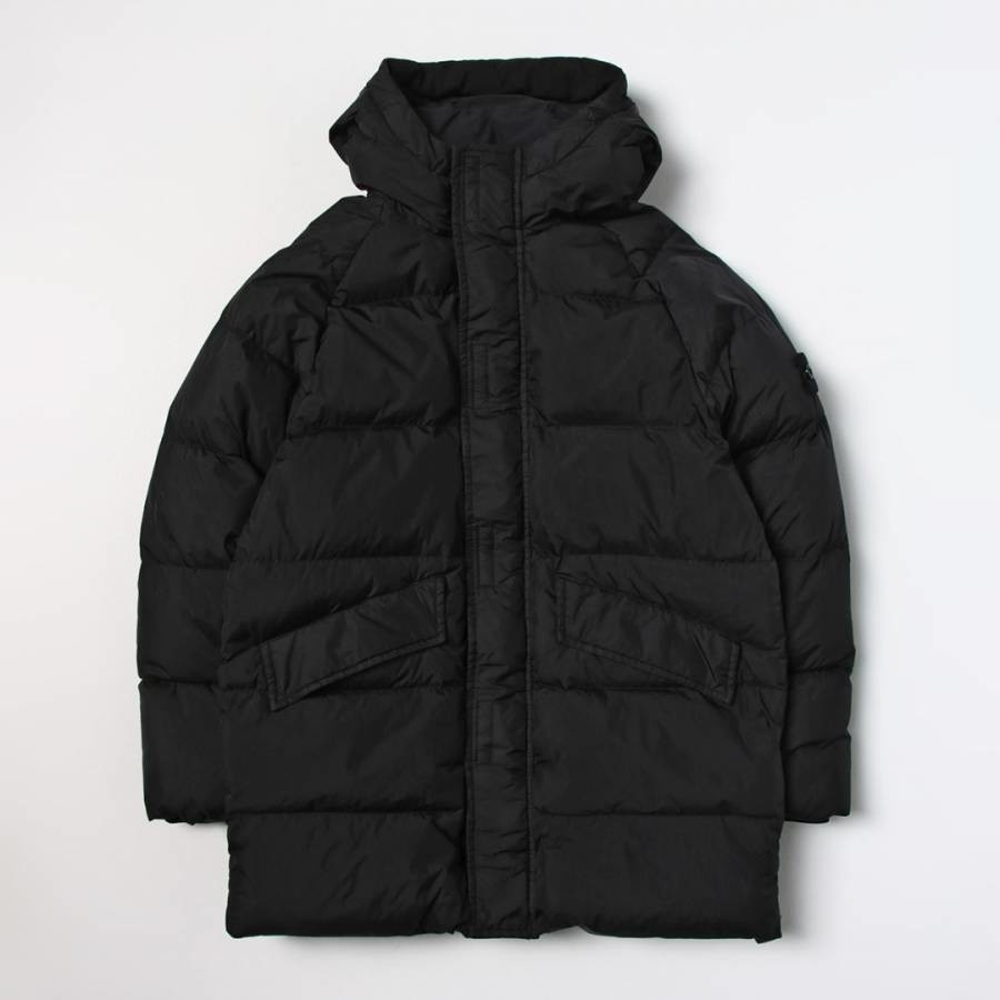 Black Crinkle Longline Puffer Jacket