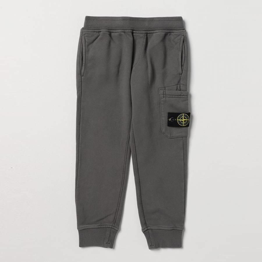 Dark Grey Fleece Cotton Cargo Joggers