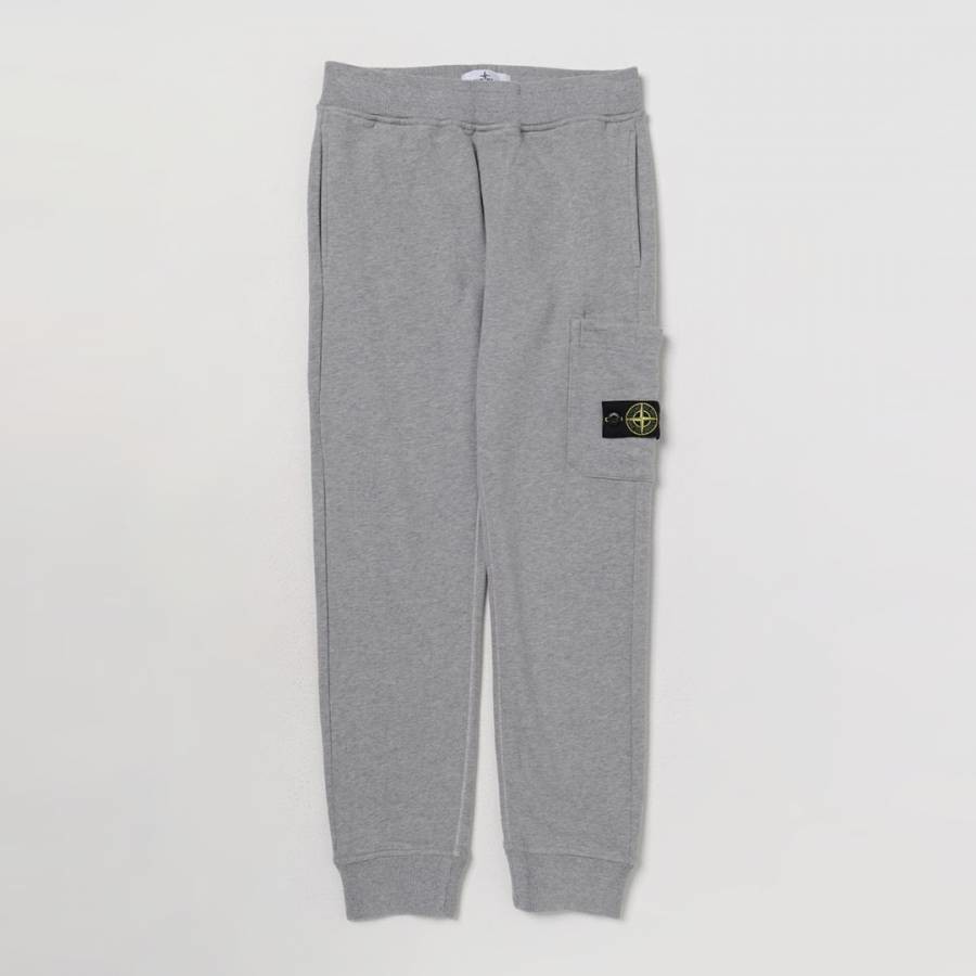 Grey Fleece Cotton Cargo Joggers