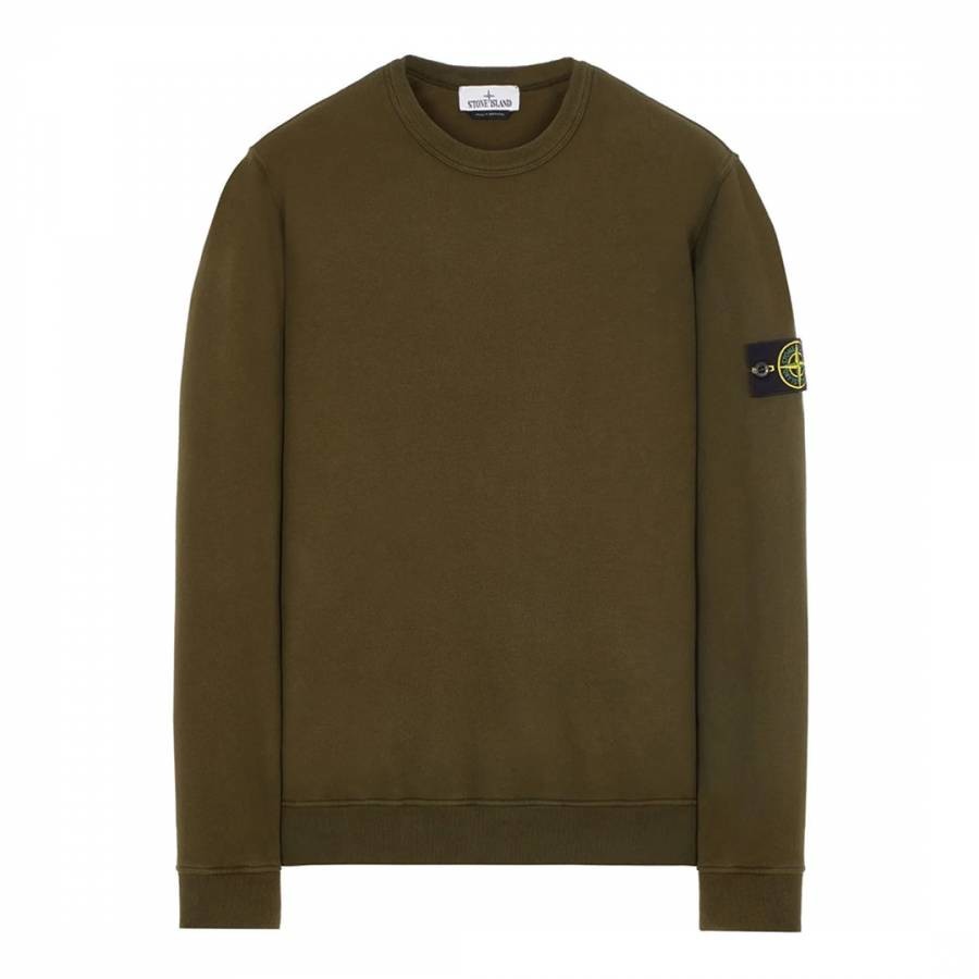 Olive Brushed Cotton Fleece Sweatshirt