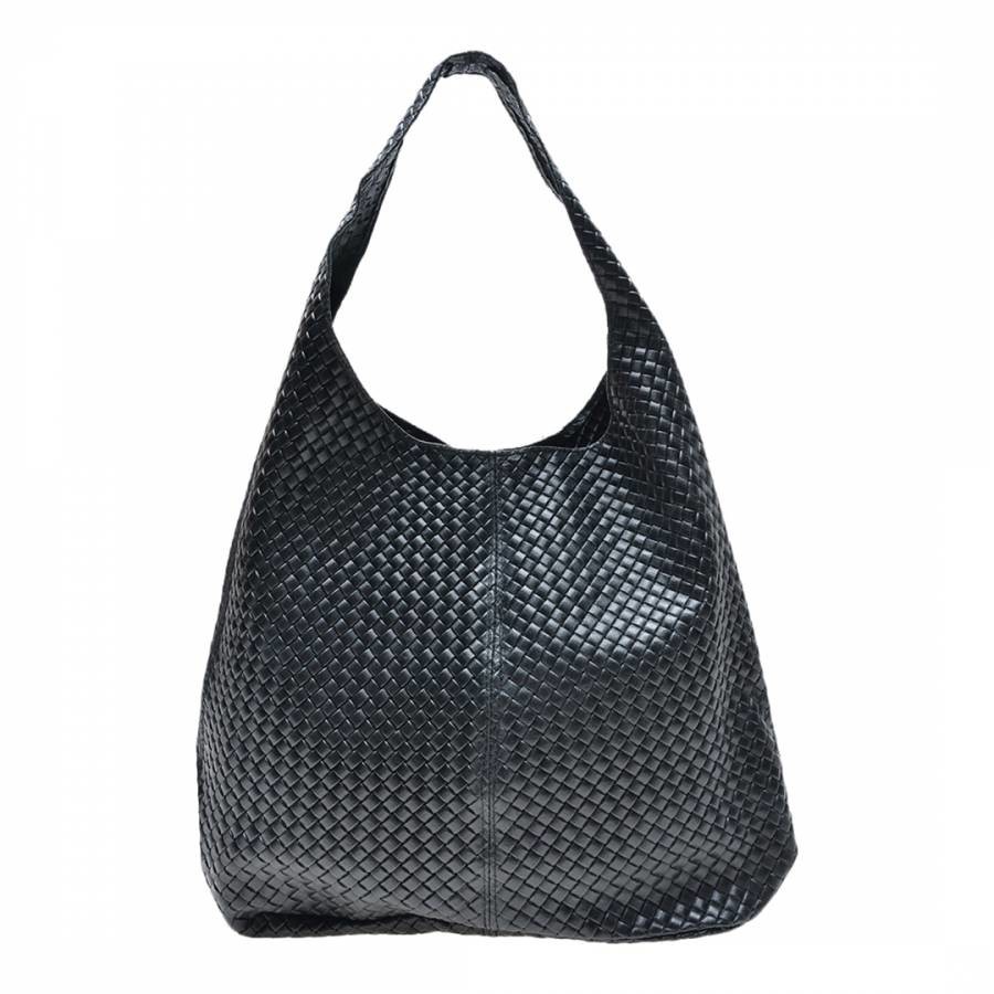 Black Italian Leather Shopper Bag