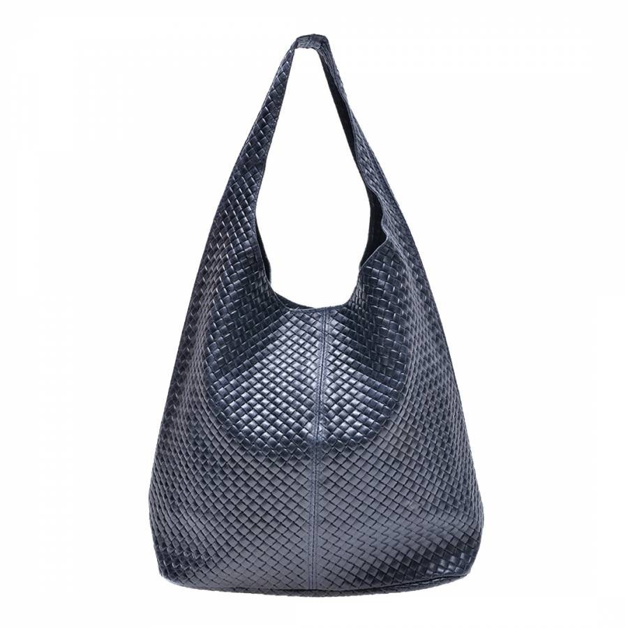 Blue Italian Leather Shopper Bag