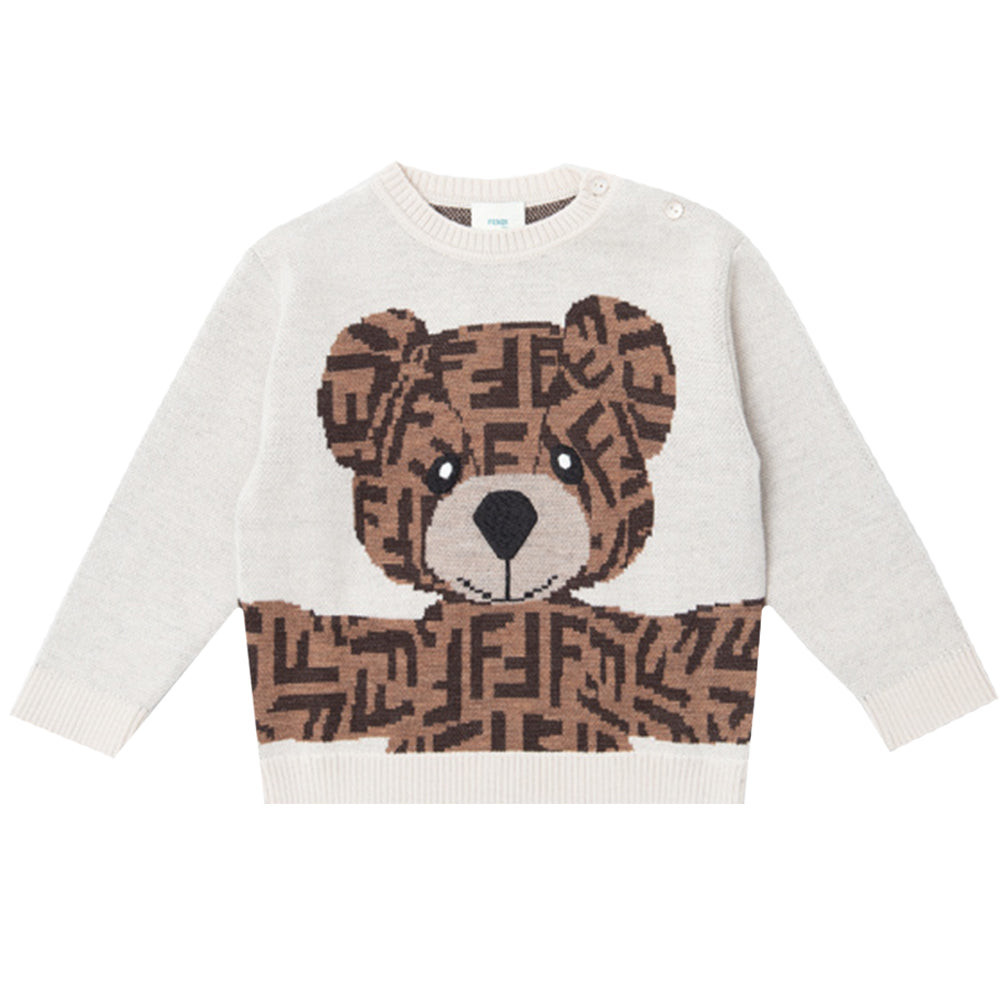 Fendi Baby Unisex Teddy Bear Sweater Beige 12M