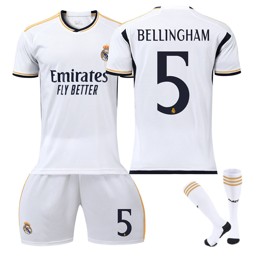 (24(140cm)) 23/24 New Real Madrid Home Football Training Shirt Kits (No.5 BELLINGHAM)